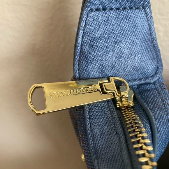 Steve Madden Large Blue Purse Gold Studded Tote Shoulder Bag NWOT - Picture 6 of 11